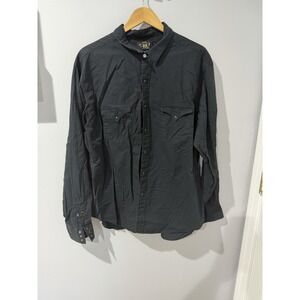 RRL RALPH‎ LAUREN 90S LONG-SLEEVED WESTERN SHIRT MEN BLACK COTTON SZ XXL 2XL i